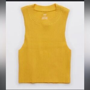 Aerie mustard yellow high neck crop tank